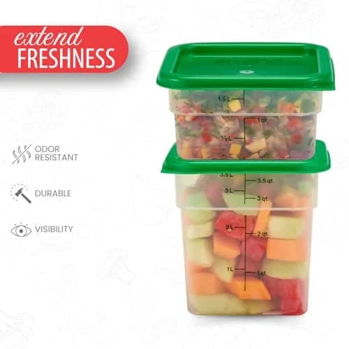 Cambro Classic Series Square Food Storage Container Set with Lids | 1.9L (2 QT) & 3.8L (4 QT) | Commercial Grade thumbnail 4