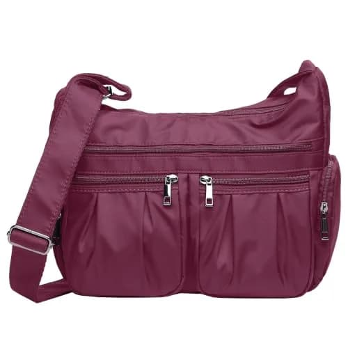 VOLGANIK ROCK Red Nylon Crossbody Handbag | Lightweight Waterproof Travel Bag for Women thumbnail 1