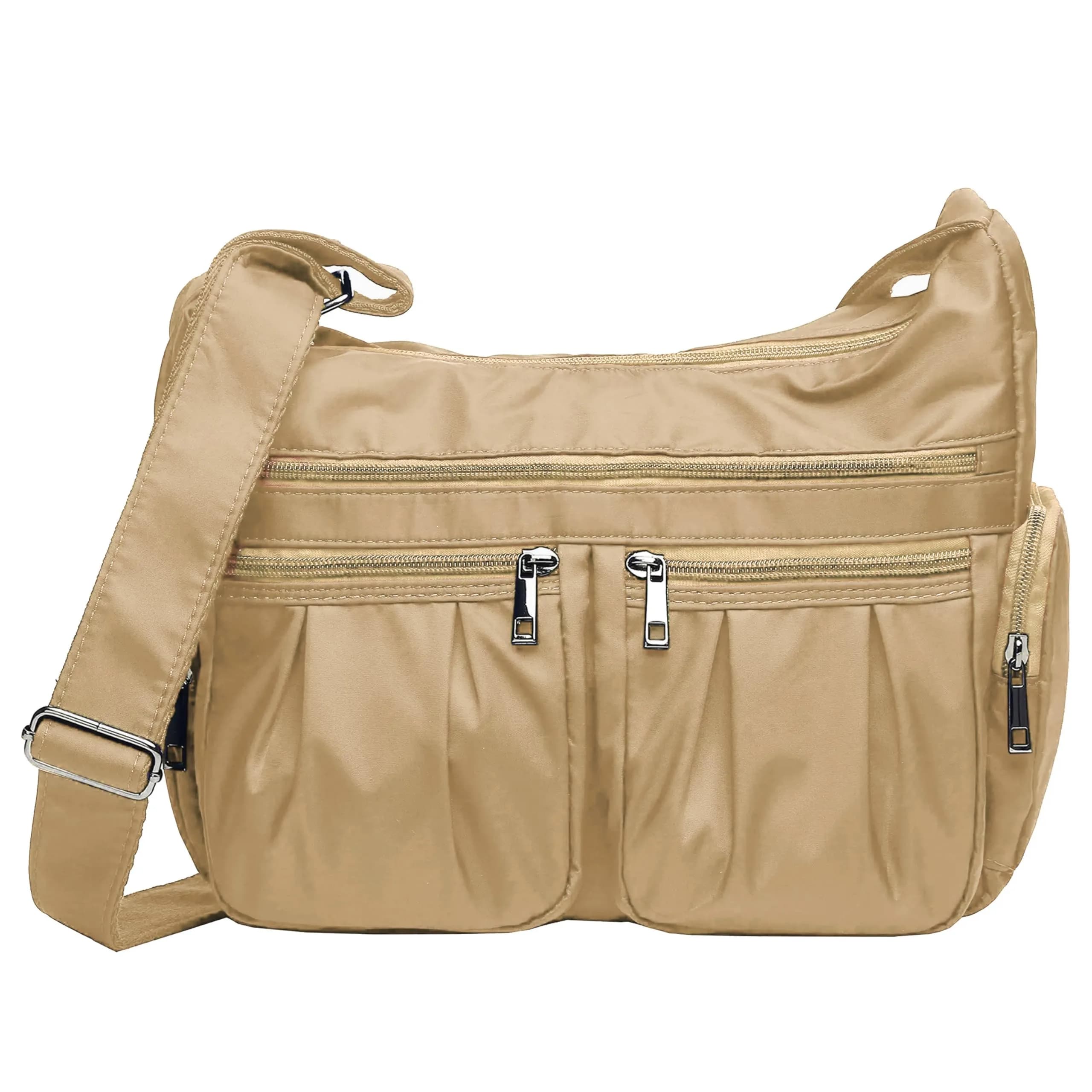 VOLGANIK ROCK Large Crossbody Purse Khaki 25.4cm (10in) | Lightweight Waterproof Nylon Travel Bag for Women — Khaki - Standard
