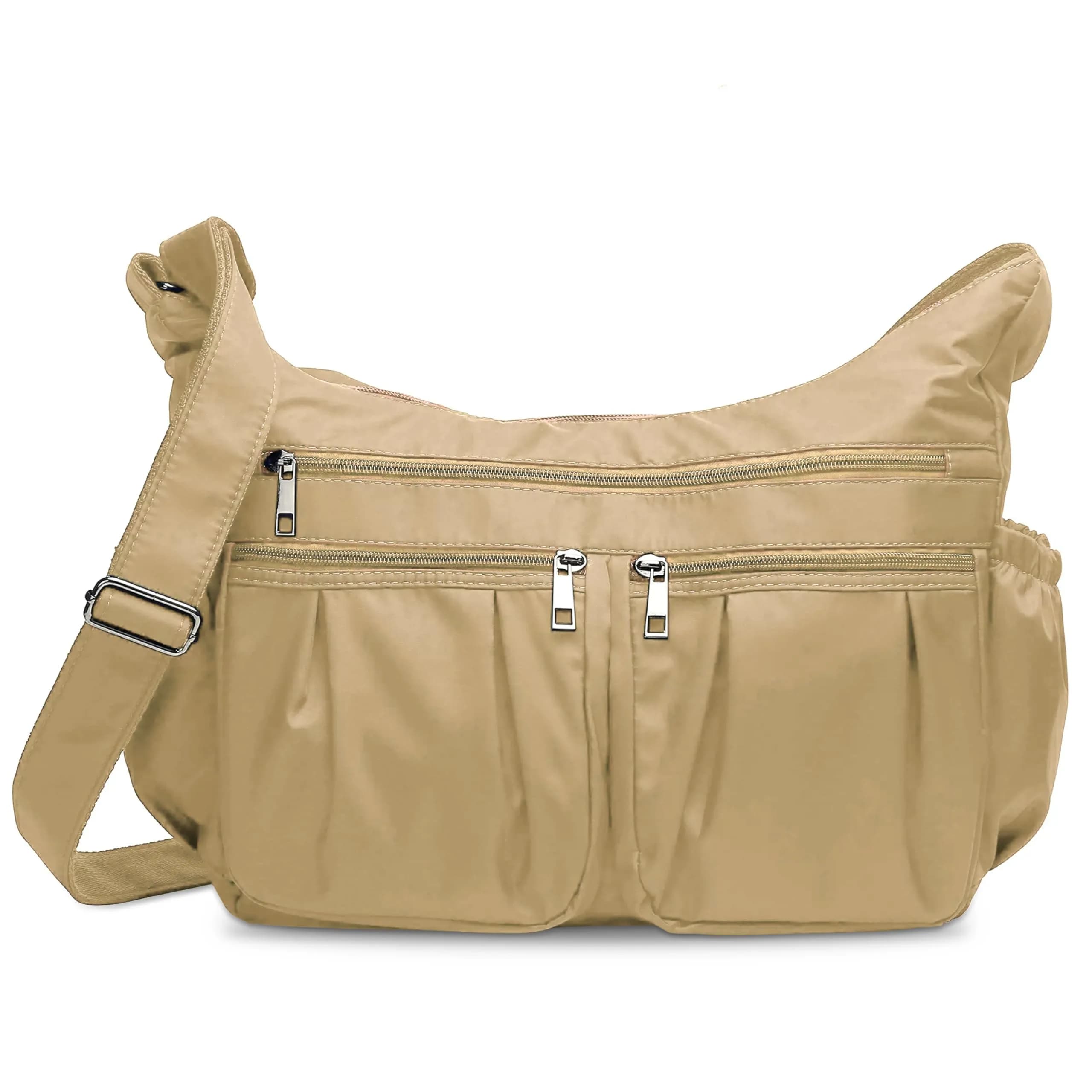 VOLGANIK ROCK Large Crossbody Purse Khaki 25.4cm (10in) | Lightweight Waterproof Nylon Travel Bag for Women - main product image