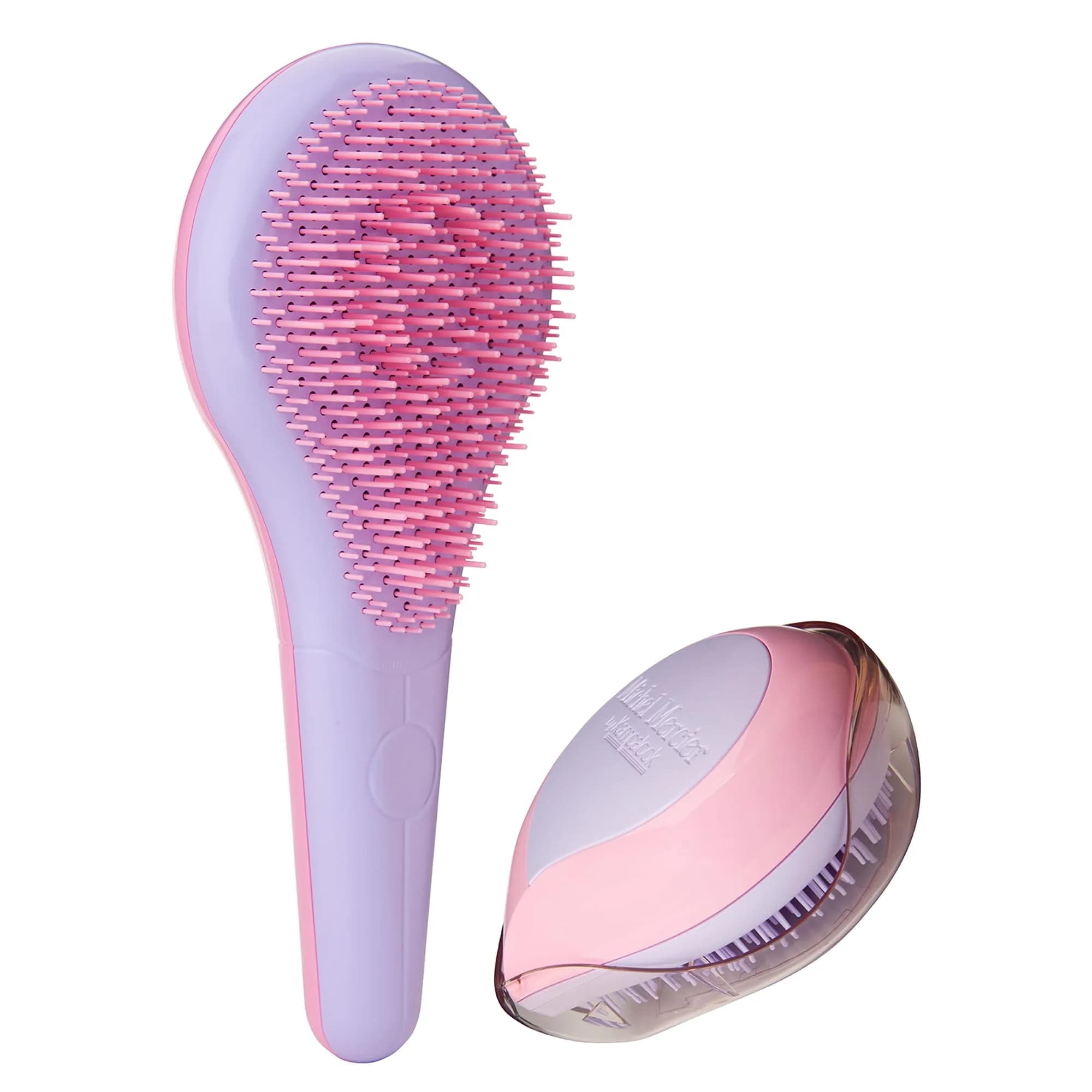 Michel Mercier Home and Travel Detangler Brush Set - Classic & Travel Size - Reduces Frizz & Breakage - Fine Hair - 2 Brushes