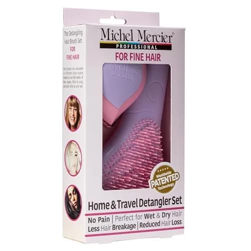 Michel Mercier Home and Travel Detangler Brush Set - Classic & Travel Size - Reduces Frizz & Breakage - Fine Hair - 2 Brushes thumbnail 6