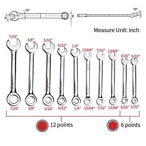 SPEEDWOX Mini SAE Wrench Set, 10-Piece, Open/Box End, High Carbon Steel, Heat Treated | Durable Hand Tools for Automotive & Home thumbnail 6