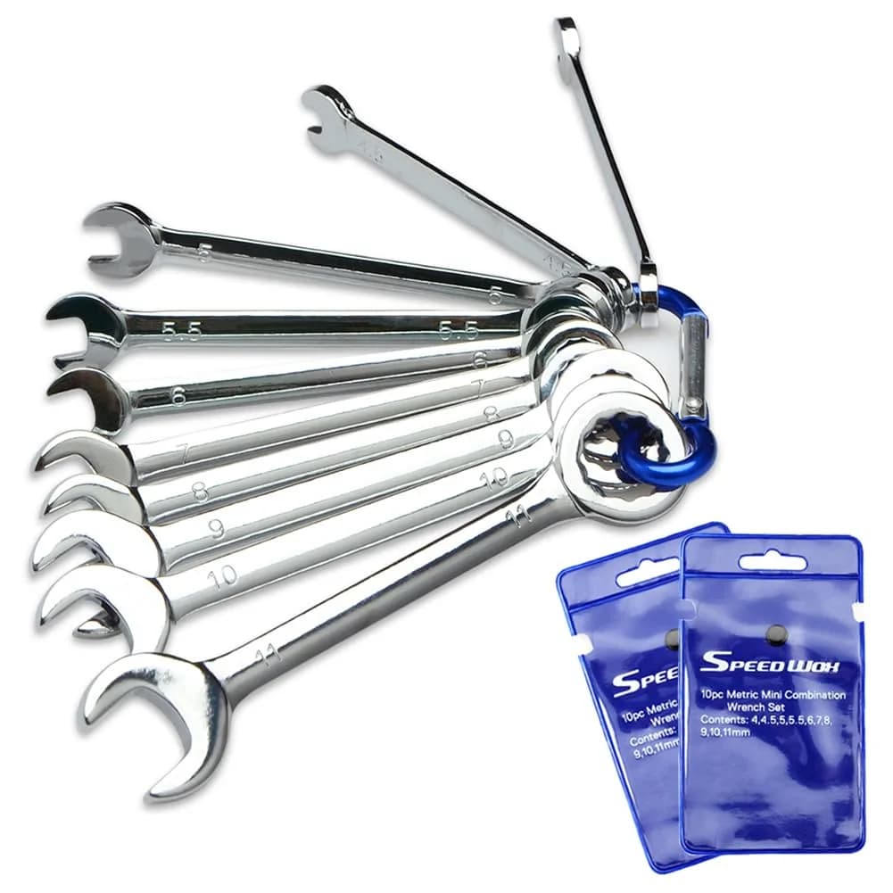 SPEEDWOX Mini Ignition Wrench Set Metric 10 Pcs 4mm-11mm Spanner Wrench | Rust-Resistant Chrome Finish