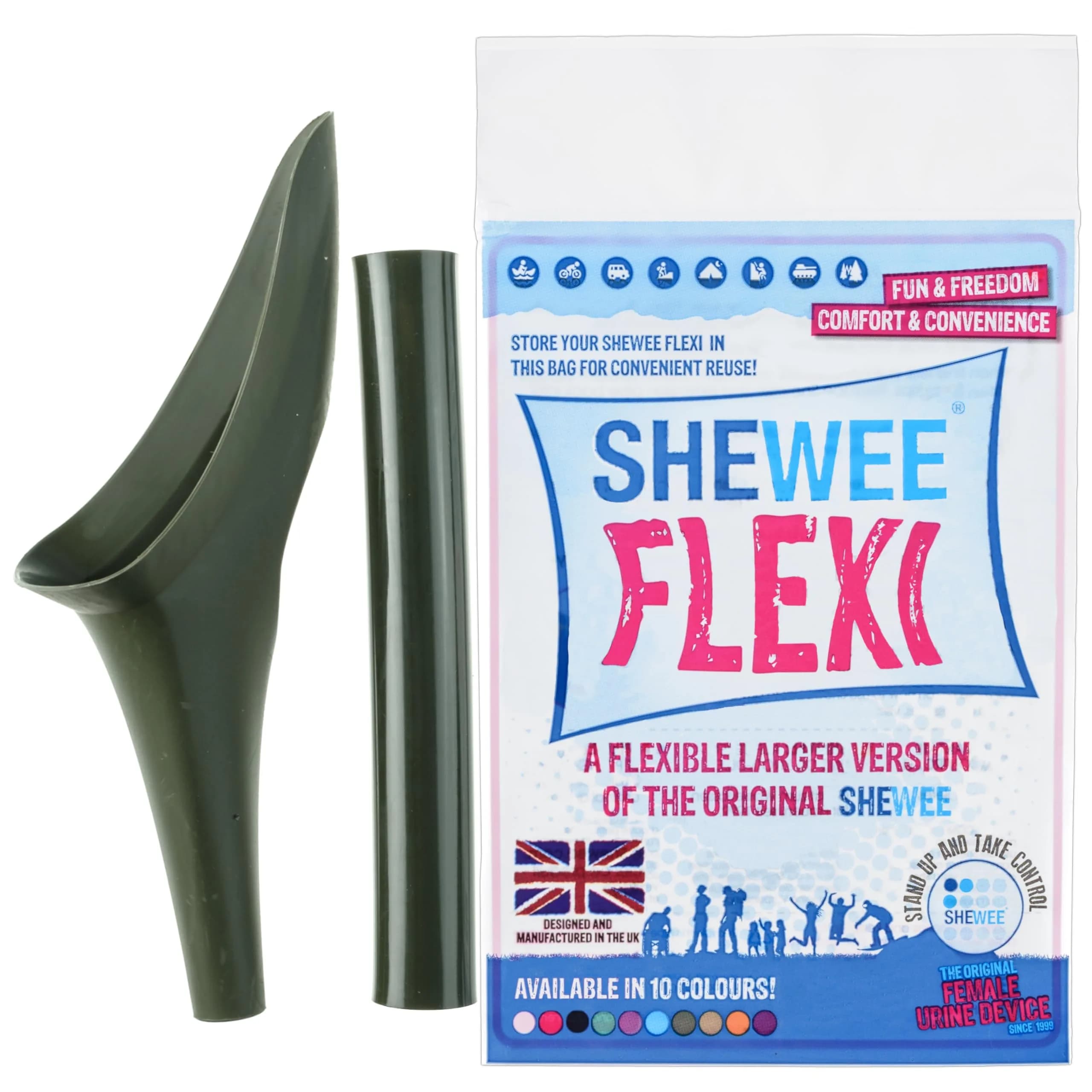 SHEWEE Flexi Female Urinal Funnel with Extension Pipe | Reusable, Portable, Pink (35g) — NATO Green