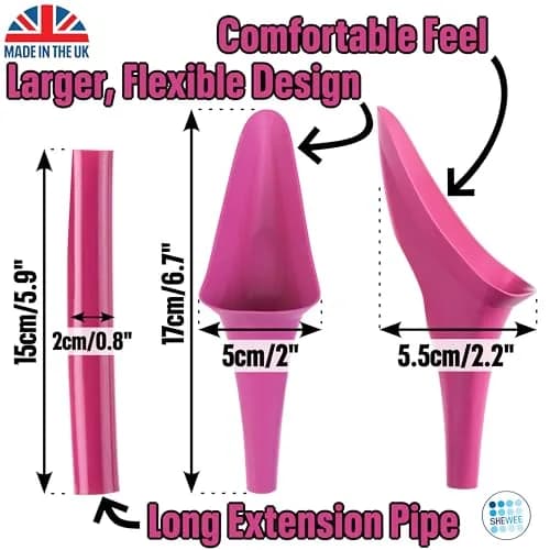 SHEWEE Flexi Female Urinal Funnel with Extension Pipe | Reusable, Portable, Pink (35g) thumbnail 6