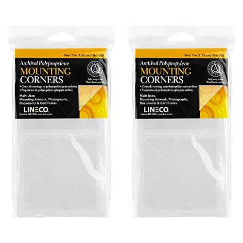 Lineco Self-Adhesive Polypropylene Mounting Corners, 3 Inch, 100 PCS | Acid-Free, Archival Support for Photos & Art thumbnail 1