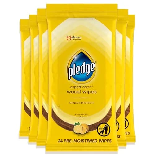 Pledge Pre-Moistened Wood Furniture Wipes, Lemon, 144 Count | Gentle, No Residue, Suitable for Sealed Wood & Surfaces thumbnail 1