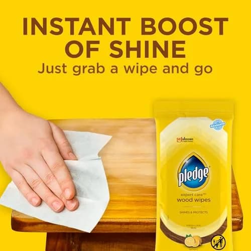 Pledge Pre-Moistened Wood Furniture Wipes, Lemon, 144 Count | Gentle, No Residue, Suitable for Sealed Wood & Surfaces thumbnail 4