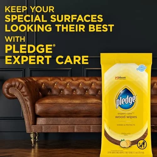 Pledge Pre-Moistened Wood Furniture Wipes, Lemon, 144 Count | Gentle, No Residue, Suitable for Sealed Wood & Surfaces thumbnail 8