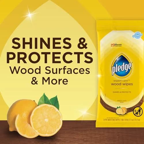 Pledge Pre-Moistened Wood Furniture Wipes, Lemon, 144 Count | Gentle, No Residue, Suitable for Sealed Wood & Surfaces thumbnail 2