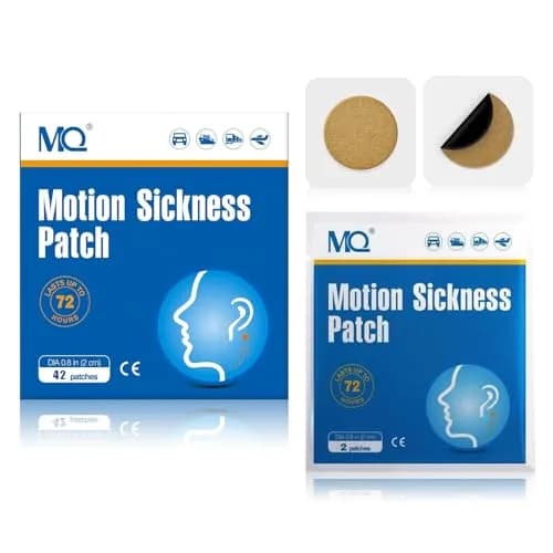 MQ Motion Sickness Patches 42ct | Non Drowsy, Waterproof Behind Ear for Travel & Cruise