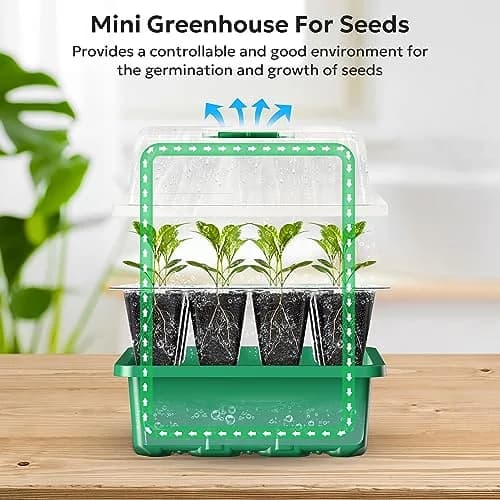 MIXC 10 Pack Seed Starter Tray with Humidity Dome, 120 Cells | Reusable Green Planter Kit thumbnail 4
