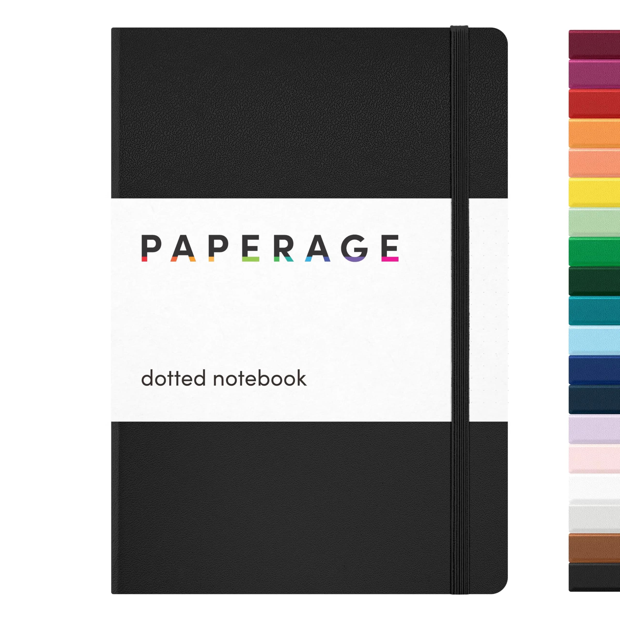 PAPERAGE Dotted Journal Notebook, Black, Medium 5.6 in x 8 in (160 Pages, 100 GSM) | Acid-Free Paper for Bullet Journaling