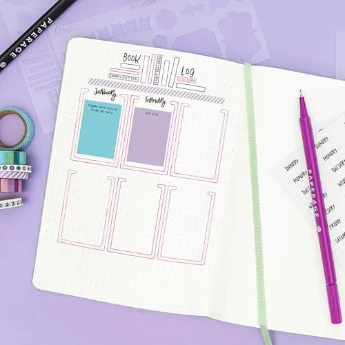 PAPERAGE Dotted Journal Notebook, Black, Medium 5.6 in x 8 in (160 Pages, 100 GSM) | Acid-Free Paper for Bullet Journaling thumbnail 6