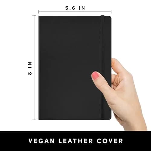 PAPERAGE Dotted Journal Notebook, Black, Medium 5.6 in x 8 in (160 Pages, 100 GSM) | Acid-Free Paper for Bullet Journaling thumbnail 2