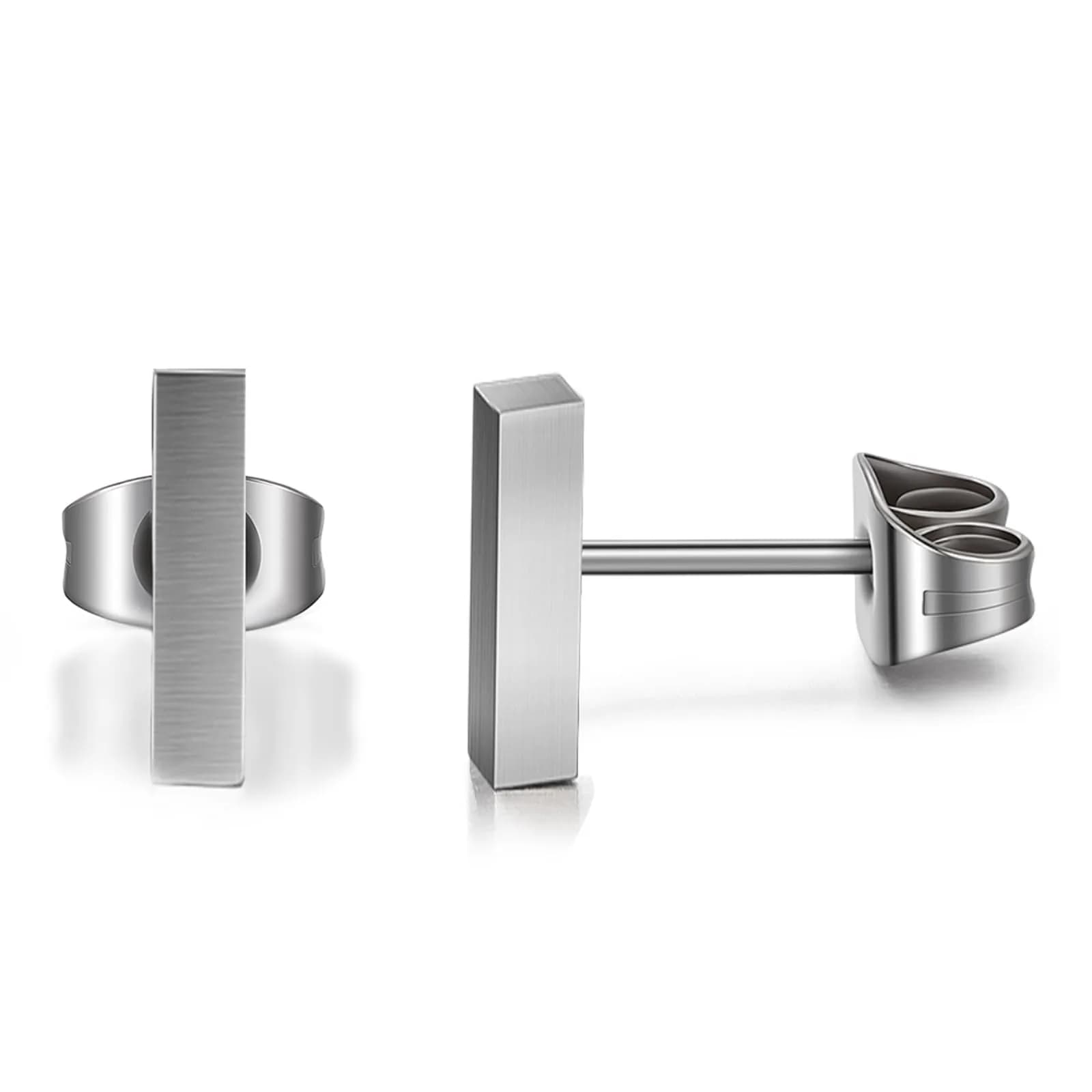 TGNEL Hexagon Stud Earrings for Sensitive Ears | 3.7mm Titanium Hypoallergenic Cartilage Helix Piercing — Middle Rectangle