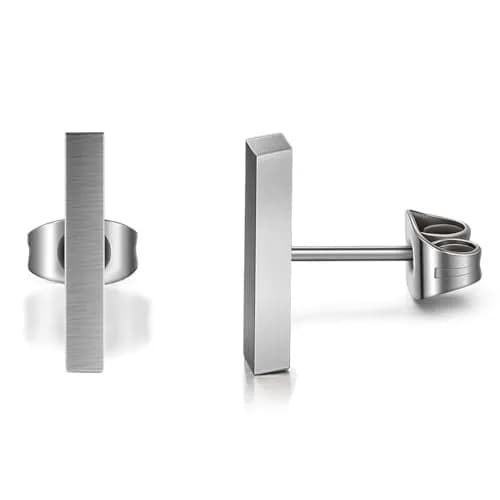 TGNEL Titanium Long Rectangle Bar Stud Earrings | Hypoallergenic for Sensitive Ears thumbnail 1