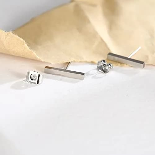 TGNEL Titanium Long Rectangle Bar Stud Earrings | Hypoallergenic for Sensitive Ears thumbnail 4