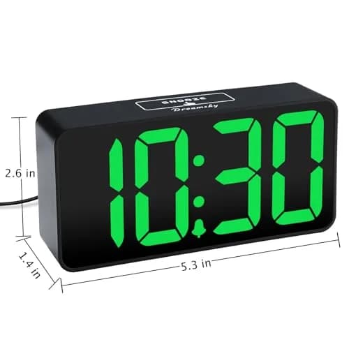 DreamSky Small Digital Alarm Clock with Large Green LED Numbers & USB Charging Port | Bedside Table Clock with Dimmer & Snooze thumbnail 7