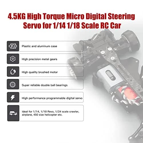 AGFRC 4.5kg Titanium Gear Sub-Micro RC Servo (B13DLM V2) | High Precision Digital Micro Servo for RC Vehicles thumbnail 4