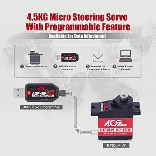 AGFRC 4.5kg Titanium Gear Sub-Micro RC Servo (B13DLM V2) | High Precision Digital Micro Servo for RC Vehicles thumbnail 6