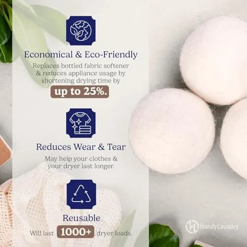 Handy Laundry Wool Dryer Balls 12-Pack, Reusable Natural Fabric Softener | 0.69 kg (1.52 lb) Pack thumbnail 2