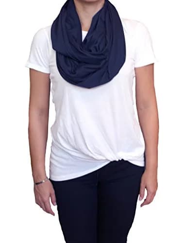 LK Baby Nursing Scarf for Breastfeeding Privacy Cover Infinity Scarf Soft, Navy Blue thumbnail 5