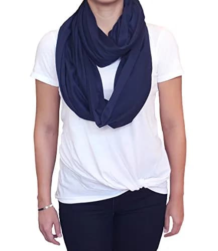 LK Baby Nursing Scarf for Breastfeeding Privacy Cover Infinity Scarf Soft, Navy Blue thumbnail 7