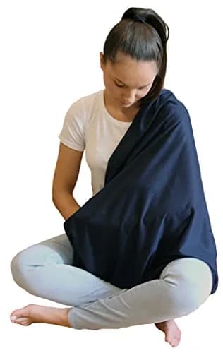 LK Baby Nursing Scarf for Breastfeeding Privacy Cover Infinity Scarf Soft, Navy Blue thumbnail 2