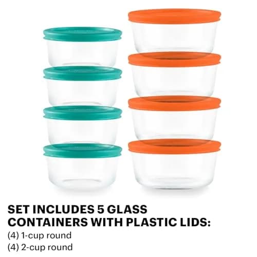 Pyrex Simply Store 16-Piece Small Glass Food Storage Containers Set with Lids | Airtight & Leak Resistant thumbnail 2