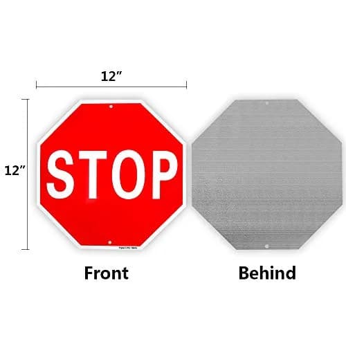 Enjoyist Stop Sign 12" x 12" (30cm x 30cm) 40 Mil Rust-Free Aluminum | Reflective UV Protected Weatherproof Warning Sign thumbnail 2