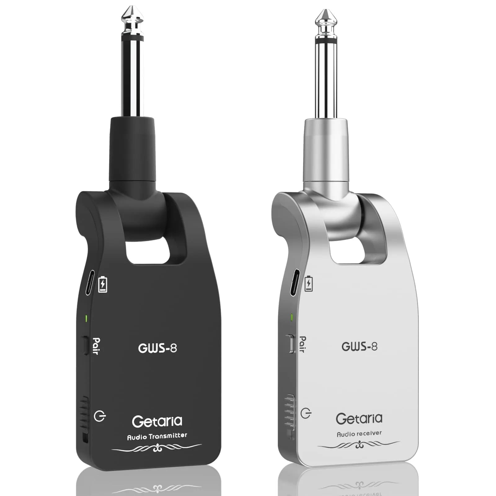 Getaria GWS-8 Wireless Guitar System Transmitter Receiver Set | 2.4GHz Uncompressed Signal, 100ft Range, Rechargeable
