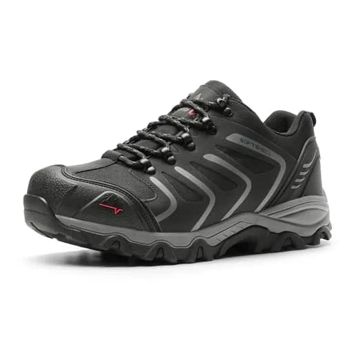 NORTIV 8 Men's Waterproof Hiking Shoes Low Top Black/Dark/Grey 23.6cm (9.3in) thumbnail 1