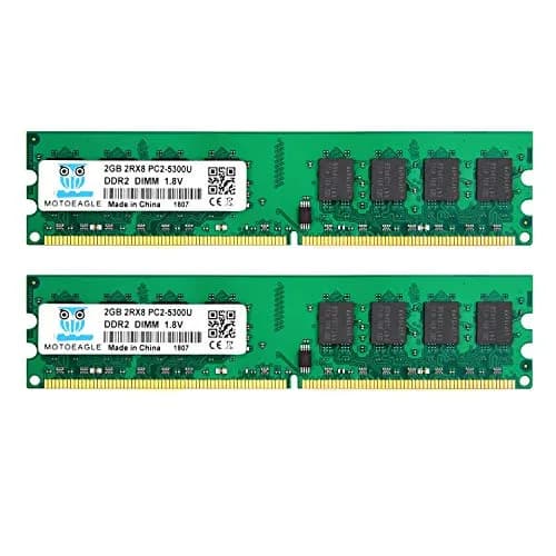 motoeagle 4GB (2x2GB) DDR2 667MHz UDIMM RAM Kit | PC2-5300U Desktop Memory Modules thumbnail 1