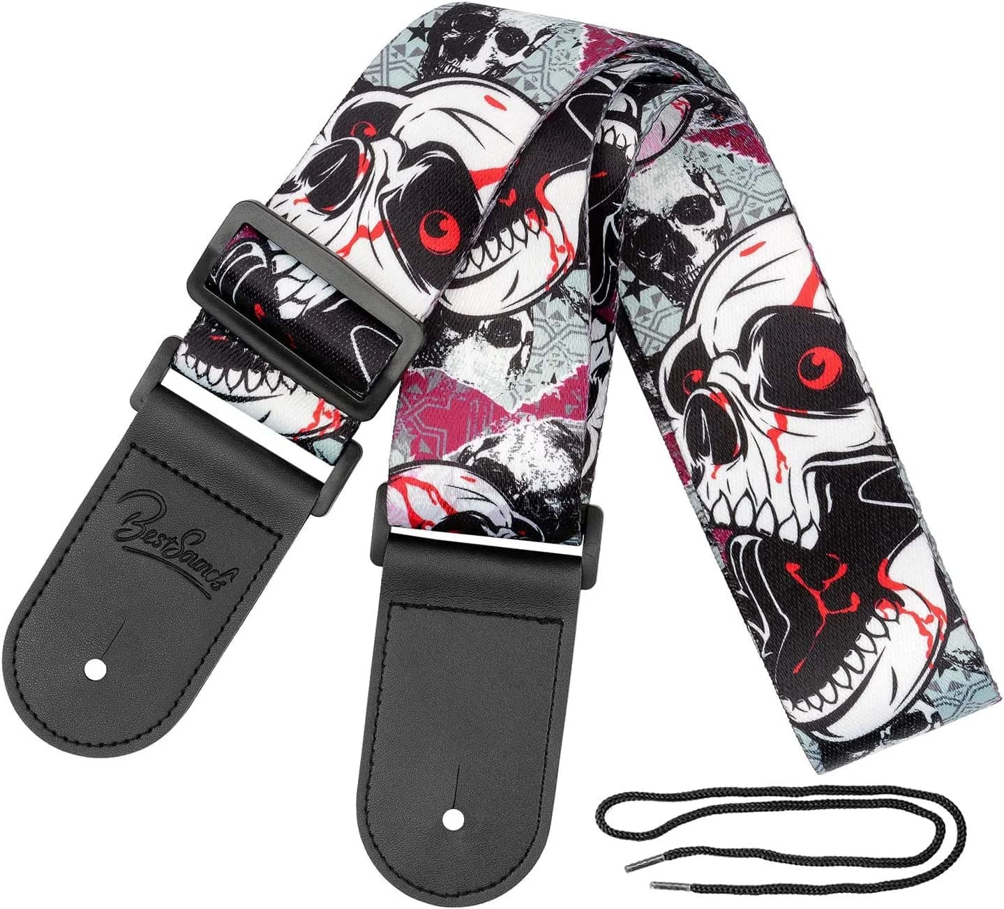 BestSounds Skull Guitar Strap & Leather Ends | Adjustable 85-150cm | Comfortable & Durable - main product image