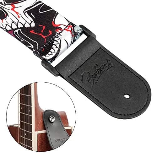 BestSounds Skull Guitar Strap & Leather Ends | Adjustable 85-150cm | Comfortable & Durable thumbnail 4