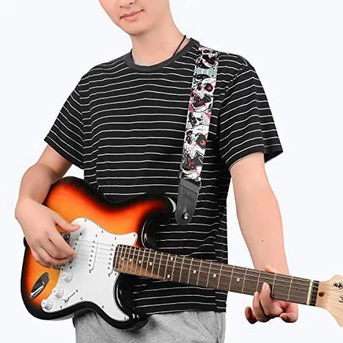 BestSounds Skull Guitar Strap & Leather Ends | Adjustable 85-150cm | Comfortable & Durable thumbnail 6
