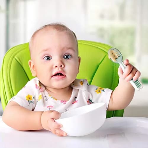 NumNum Baby Spoons Set, GOOtensils Pre-Spoon & Spoon for 6-18 Months | Easy Self-Feeding & Baby Led Weaning (2-Pack, Gray/Green) thumbnail 2