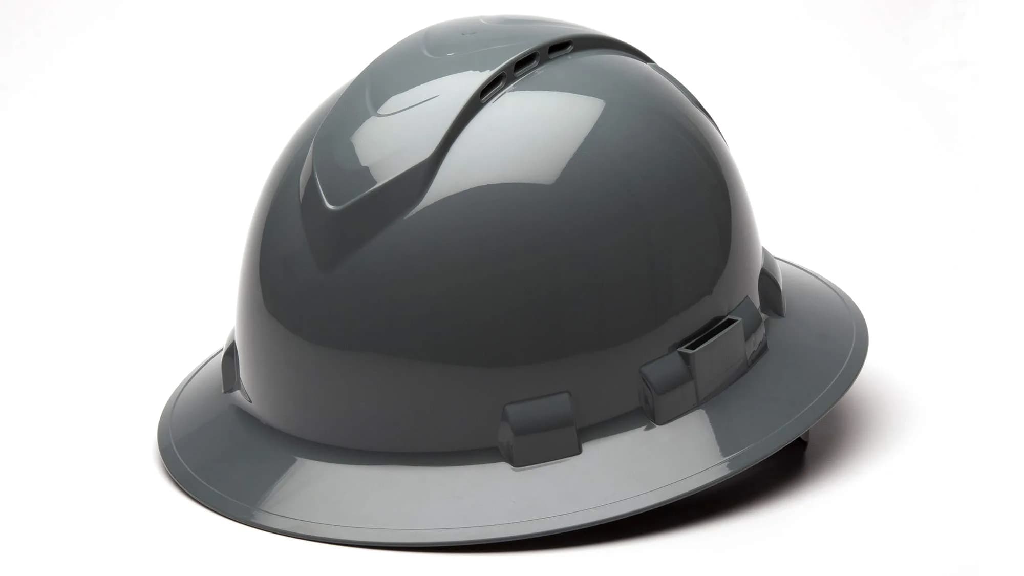 Ridgeline Matte Black Graphite Pattern Full Brim Vented Hard Hat with 4-Point Ratchet Suspension (25.4 cm L x 22.9 cm W x 17.8 cm H) — Slate Gray / 4 Point Ratchet