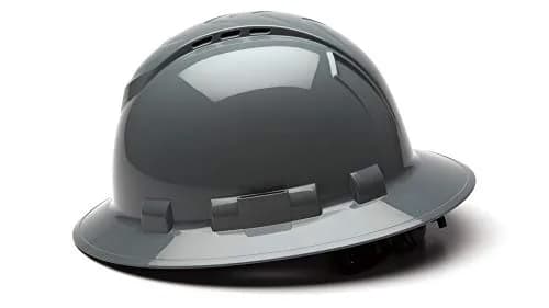 Ridgeline Full Brim Hard Hat 4 Point Ratchet Slate Gray | Vented Construction Helmet with ANSI Z89.1 Type I Class C thumbnail 3