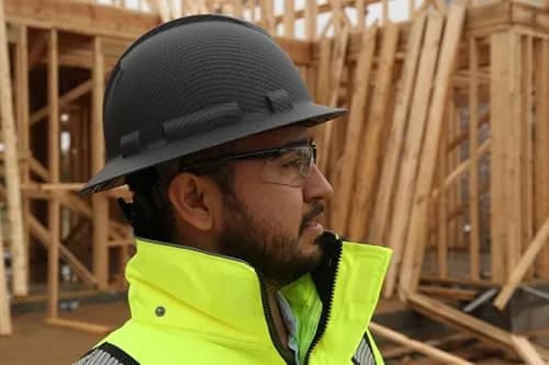 Ridgeline Matte Black Graphite Pattern Full Brim Vented Hard Hat with 4-Point Ratchet Suspension (25.4 cm L x 22.9 cm W x 17.8 cm H) thumbnail 6