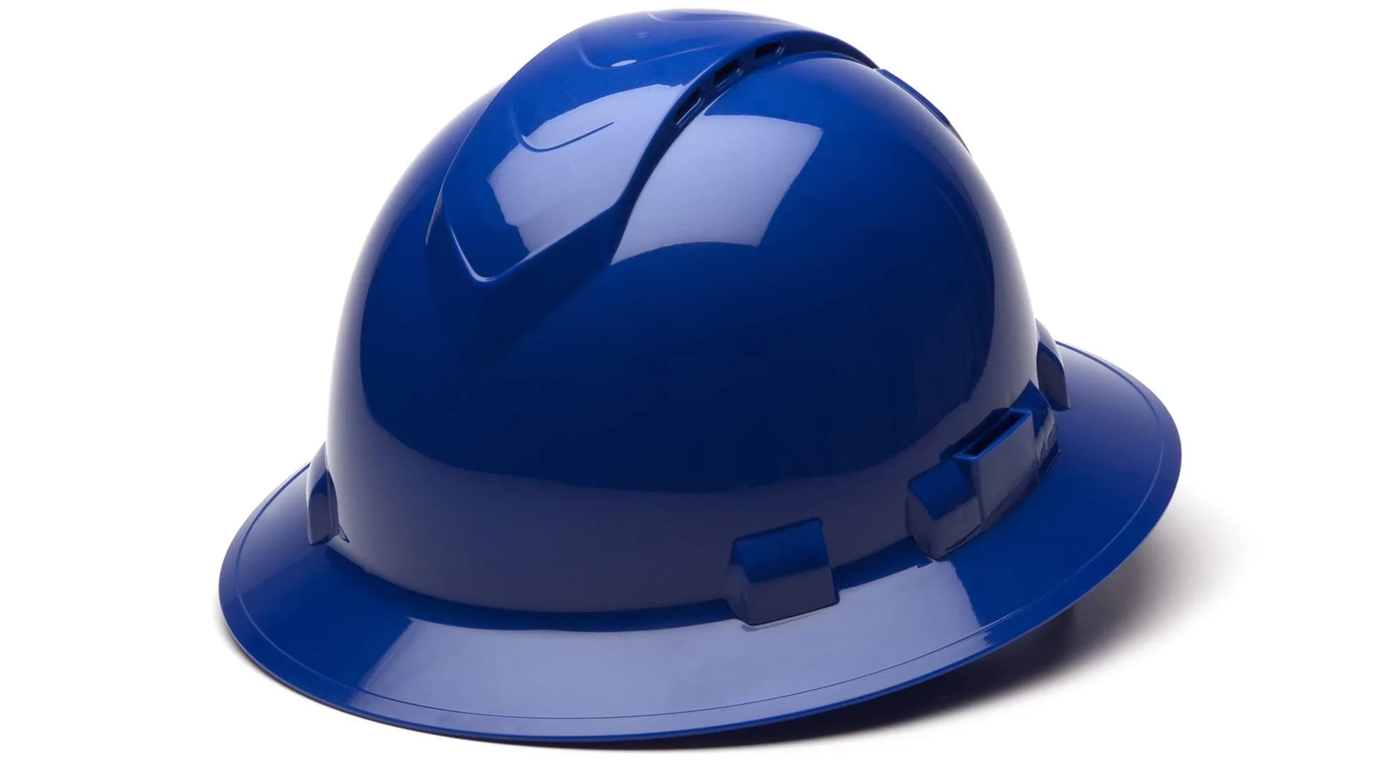 Ridgeline Matte Black Graphite Pattern Full Brim Vented Hard Hat with 4-Point Ratchet Suspension (25.4 cm L x 22.9 cm W x 17.8 cm H) — Blue