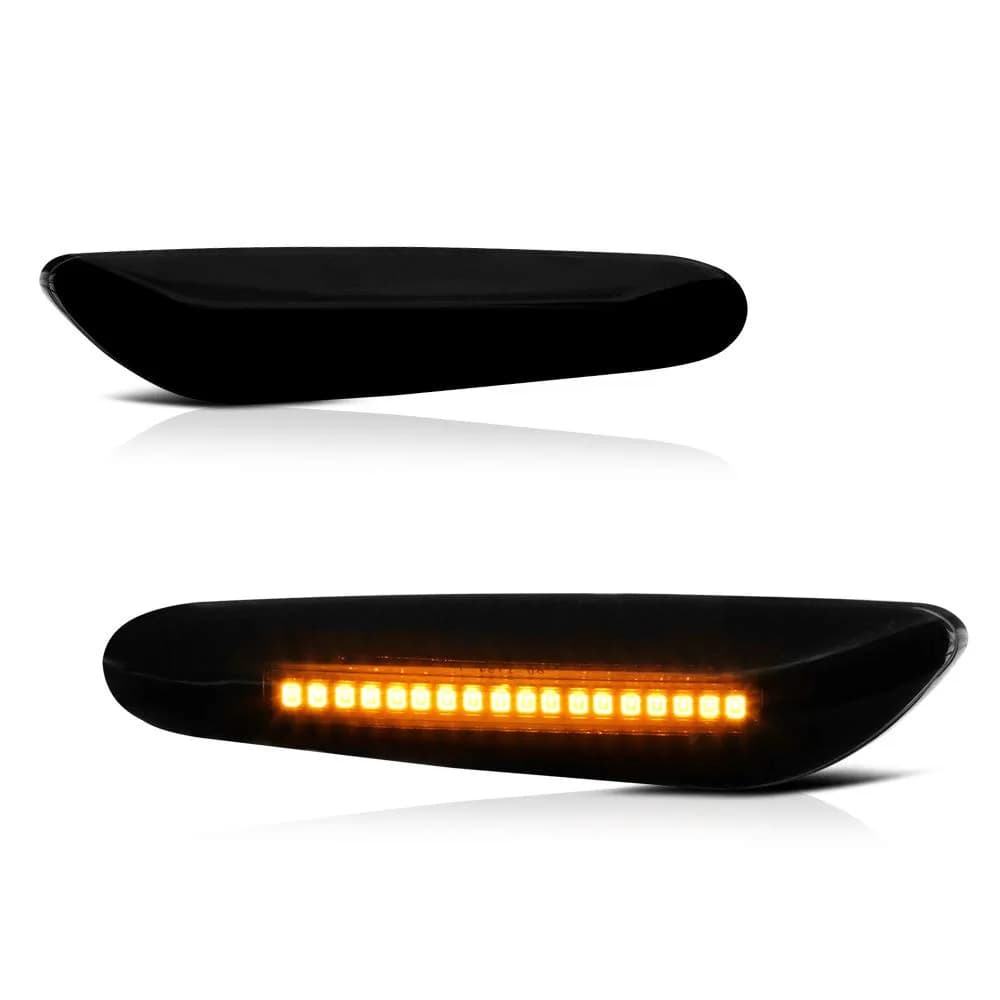 VIPMOTOZ Dark Smoked Lens Full LED Side Marker Light for BMW E82 E88 E90 E91 E92 E93 E60 E61 E83 | Bright, Plug & Play — Metallic