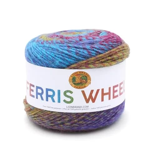 Lion Brand Yarn Ferris Wheel Crochet Yarn Vintage Carousel Multi 85g | Self-Striping Ombre Acrylic thumbnail 1