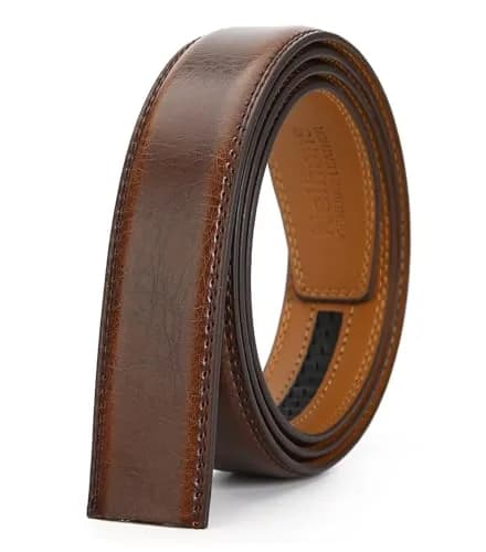Nelbons 35mm (1.38") Men's Ratchet Belt Strap - Coffee - Adjustable to 44" Waist | Genuine Leather Replacement Strap thumbnail 2