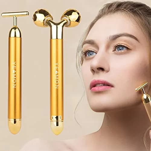 Yeamon 2-in-1 Electric Face Massager Roller & T-Shape Wand | Gold thumbnail 1
