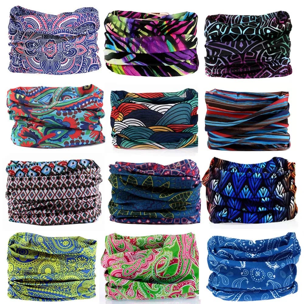 KALILY 12PCS Microfiber Neck Gaiter Headband Bandana 25cm (9.8in) x 48cm (18.9in) | Versatile Headwear for All Seasons - main product image