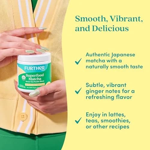 Further Food Superfood Matcha Powder, USDA Organic Japanese Matcha | Natural Energy + Focus + Immune Support (2.65 Oz) thumbnail 6