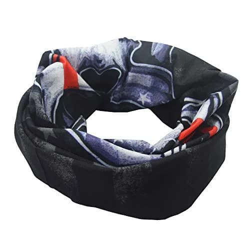 Obacle Skull Face Mask - Flag One Red Line Flag Skull Design, Seamless 3D Tube Bandana for Dust, Wind & UV Protection thumbnail 4